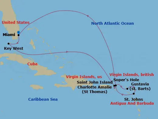 Itinerary schematic diagram