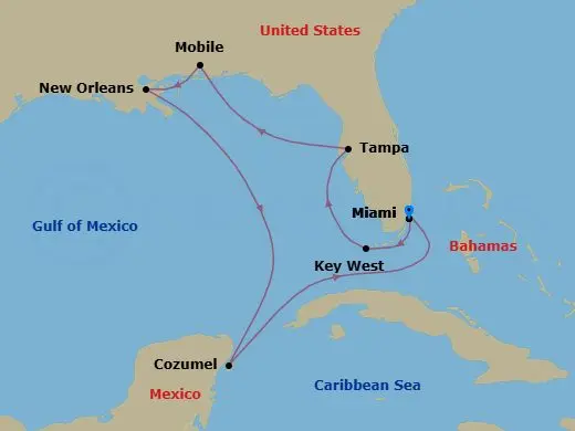 Itinerary schematic diagram