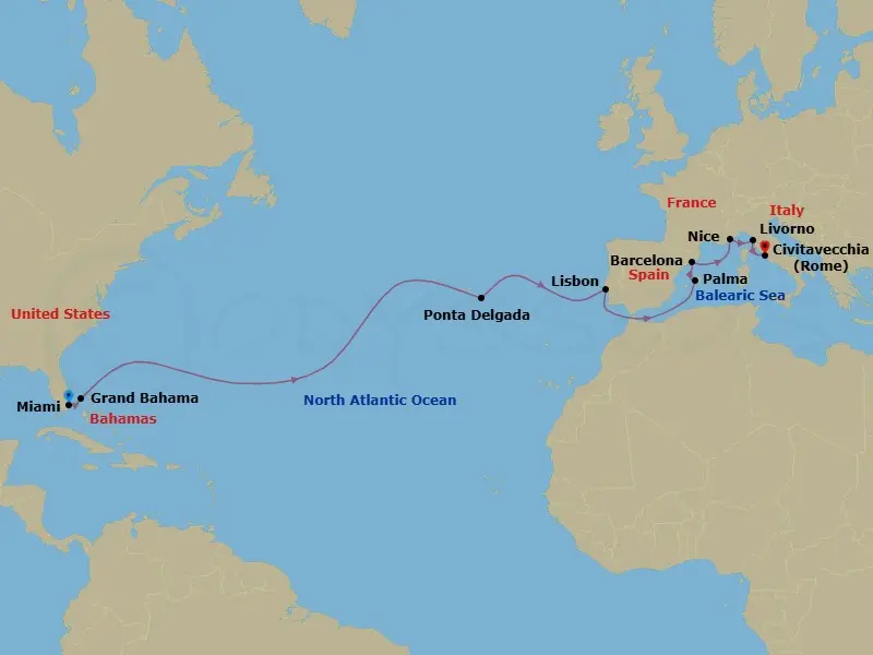 Itinerary schematic diagram