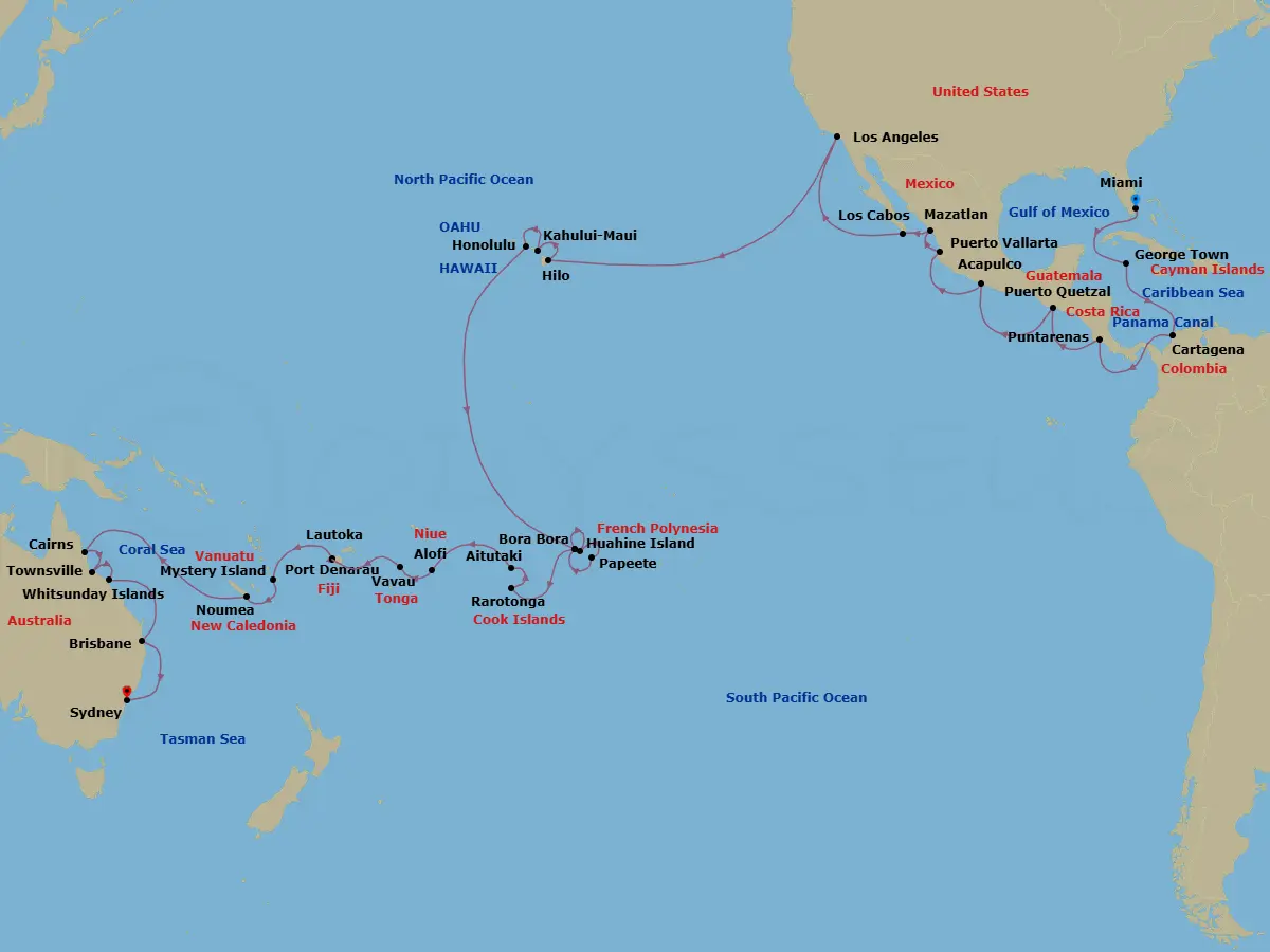Itinerary schematic diagram