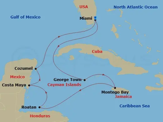 Itinerary schematic diagram