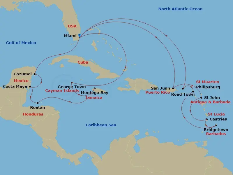 Itinerary schematic diagram