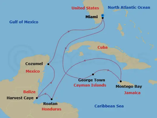 Itinerary schematic diagram