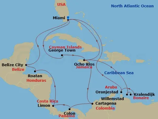 Itinerary schematic diagram
