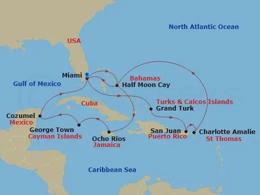 Itinerary schematic diagram