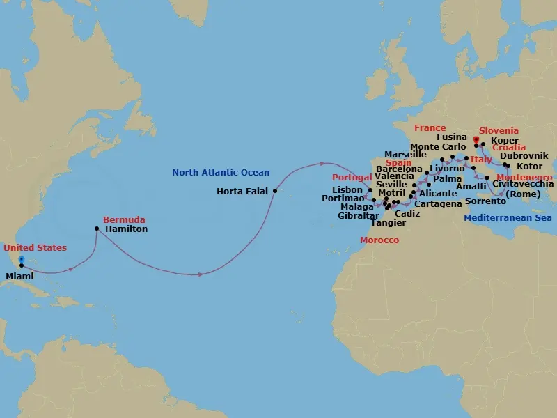 Itinerary schematic diagram