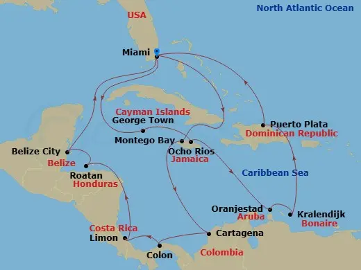 Itinerary schematic diagram