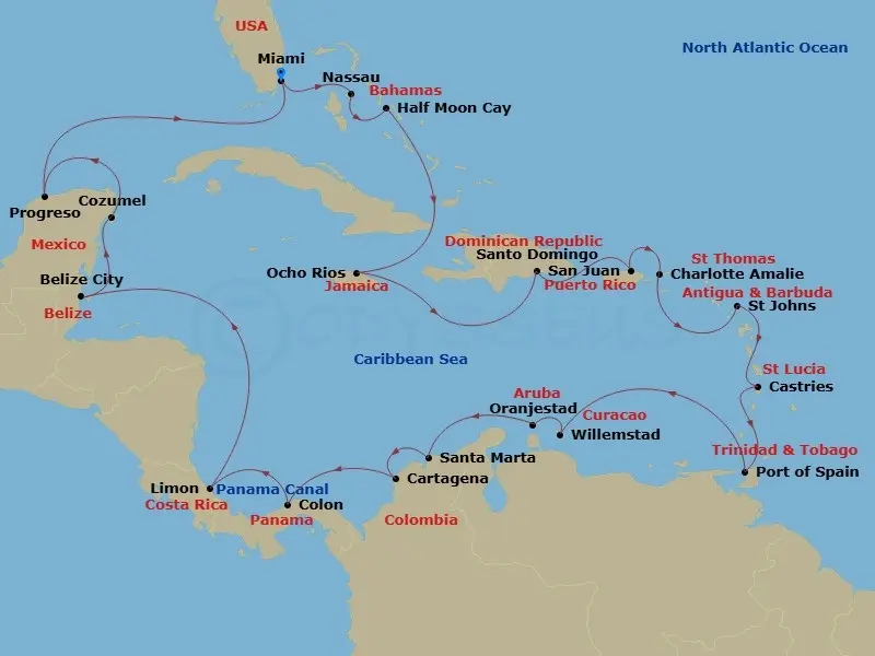 Itinerary schematic diagram