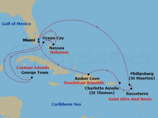 Itinerary schematic diagram