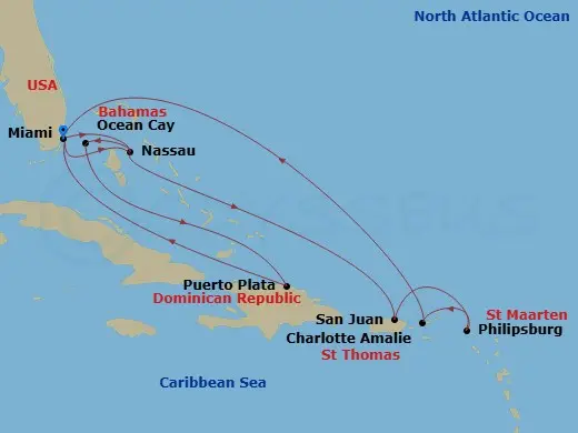 Itinerary schematic diagram