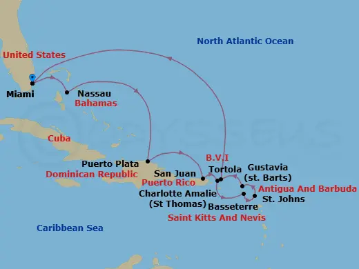 Itinerary schematic diagram