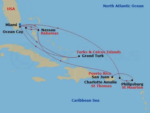 Itinerary schematic diagram