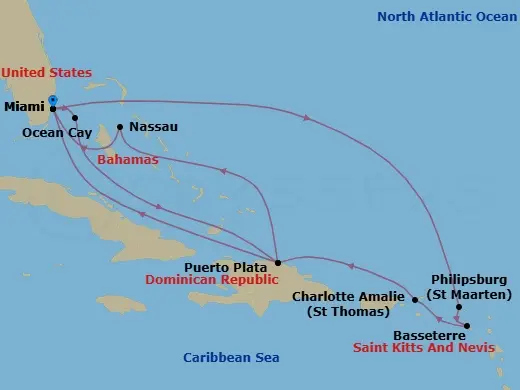 Itinerary schematic diagram