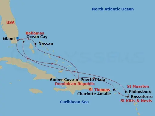 Itinerary schematic diagram