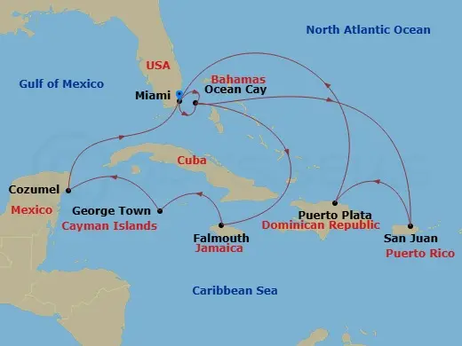 Itinerary schematic diagram
