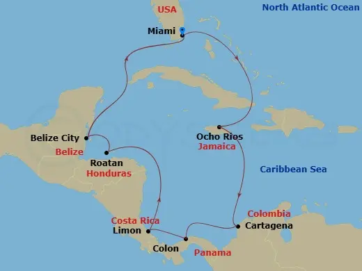 Itinerary schematic diagram