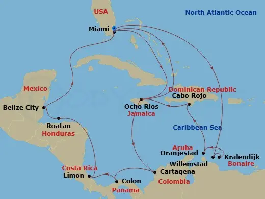 Itinerary schematic diagram