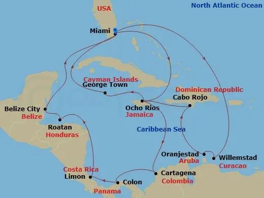 Itinerary schematic diagram