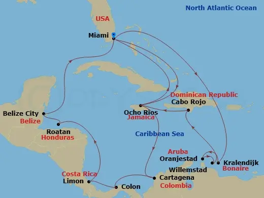 Itinerary schematic diagram