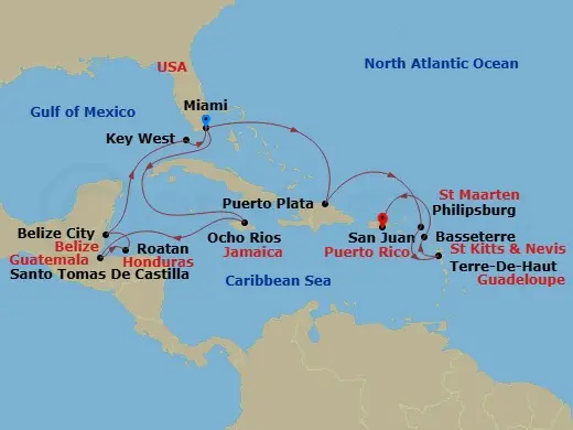 Itinerary schematic diagram