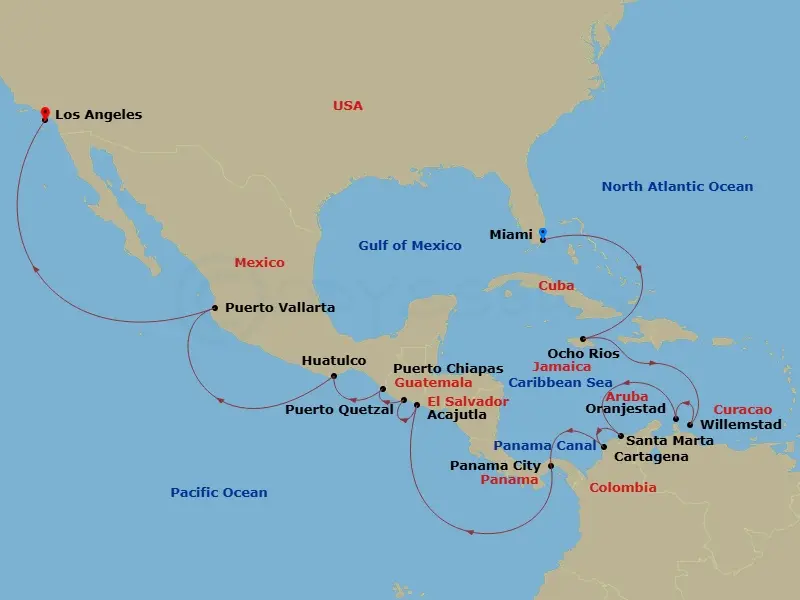 Itinerary schematic diagram