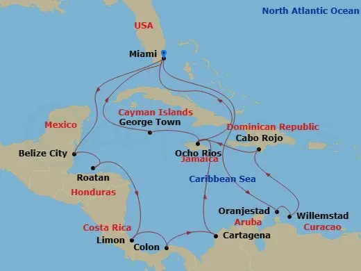 Itinerary schematic diagram