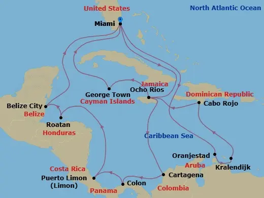 Itinerary schematic diagram