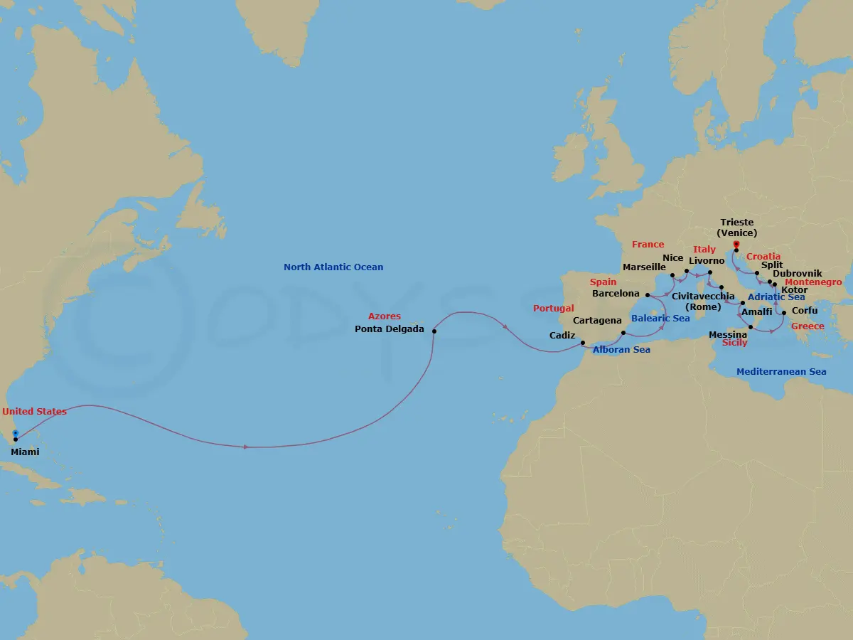 Itinerary schematic diagram