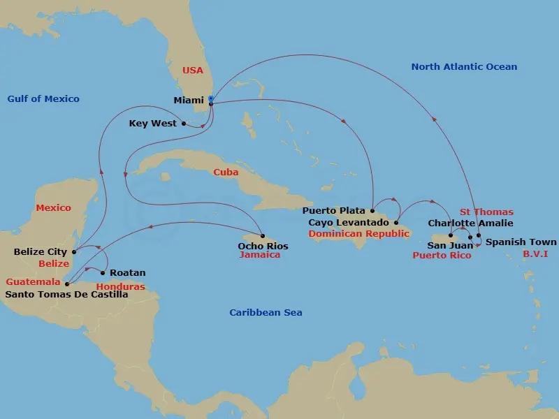 Itinerary schematic diagram