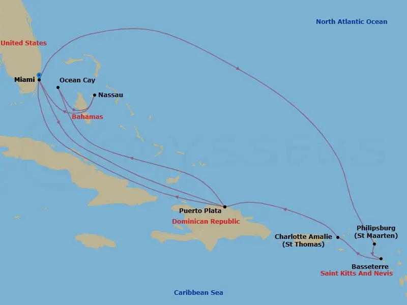 Itinerary schematic diagram