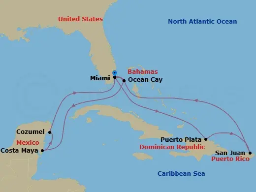 Itinerary schematic diagram