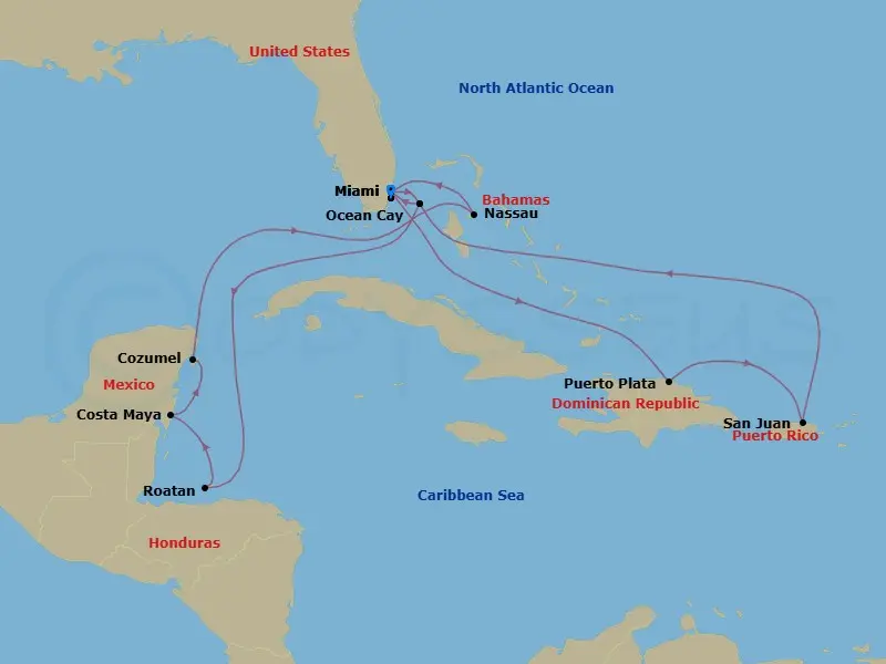Itinerary schematic diagram
