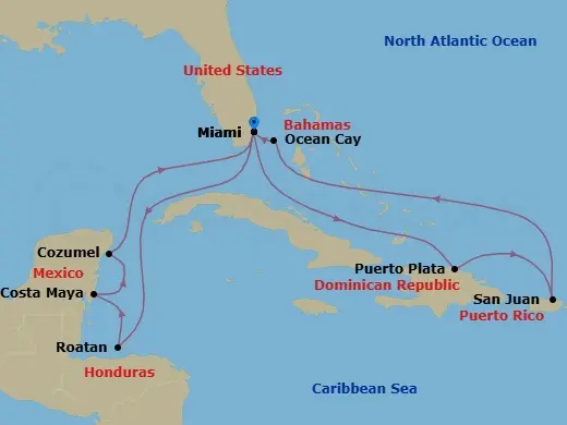 Itinerary schematic diagram