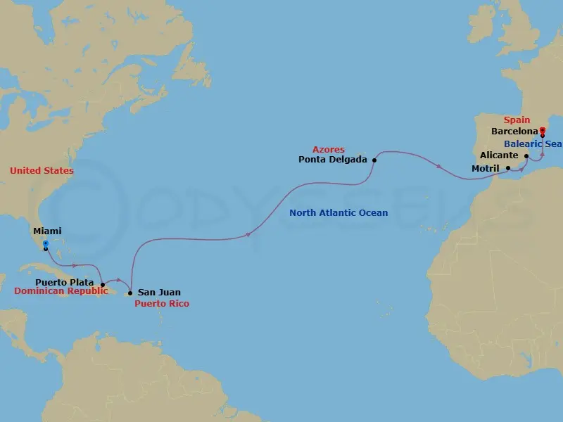 Itinerary schematic diagram