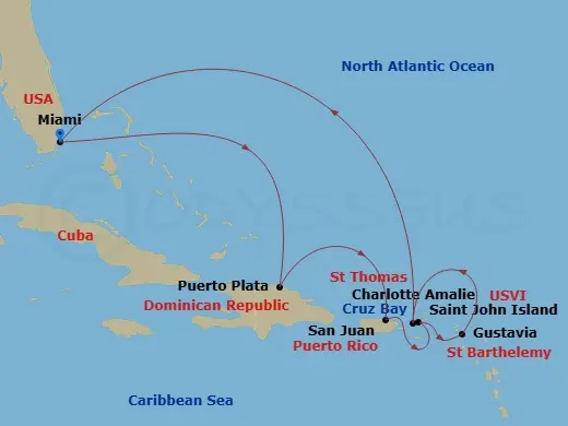 Itinerary schematic diagram