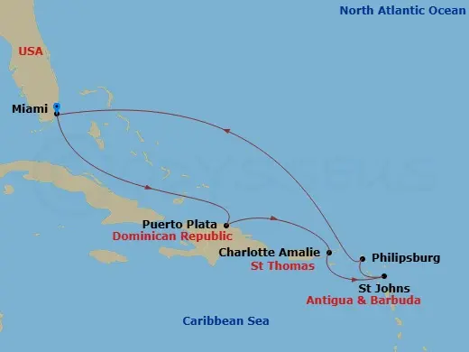 Itinerary schematic diagram