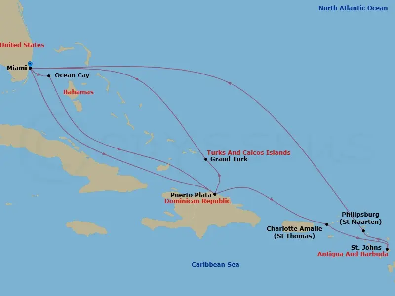 Itinerary schematic diagram