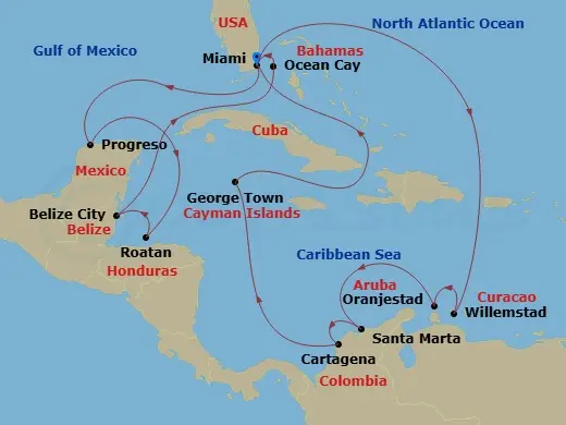 Itinerary schematic diagram