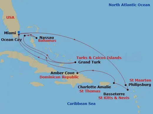Itinerary schematic diagram