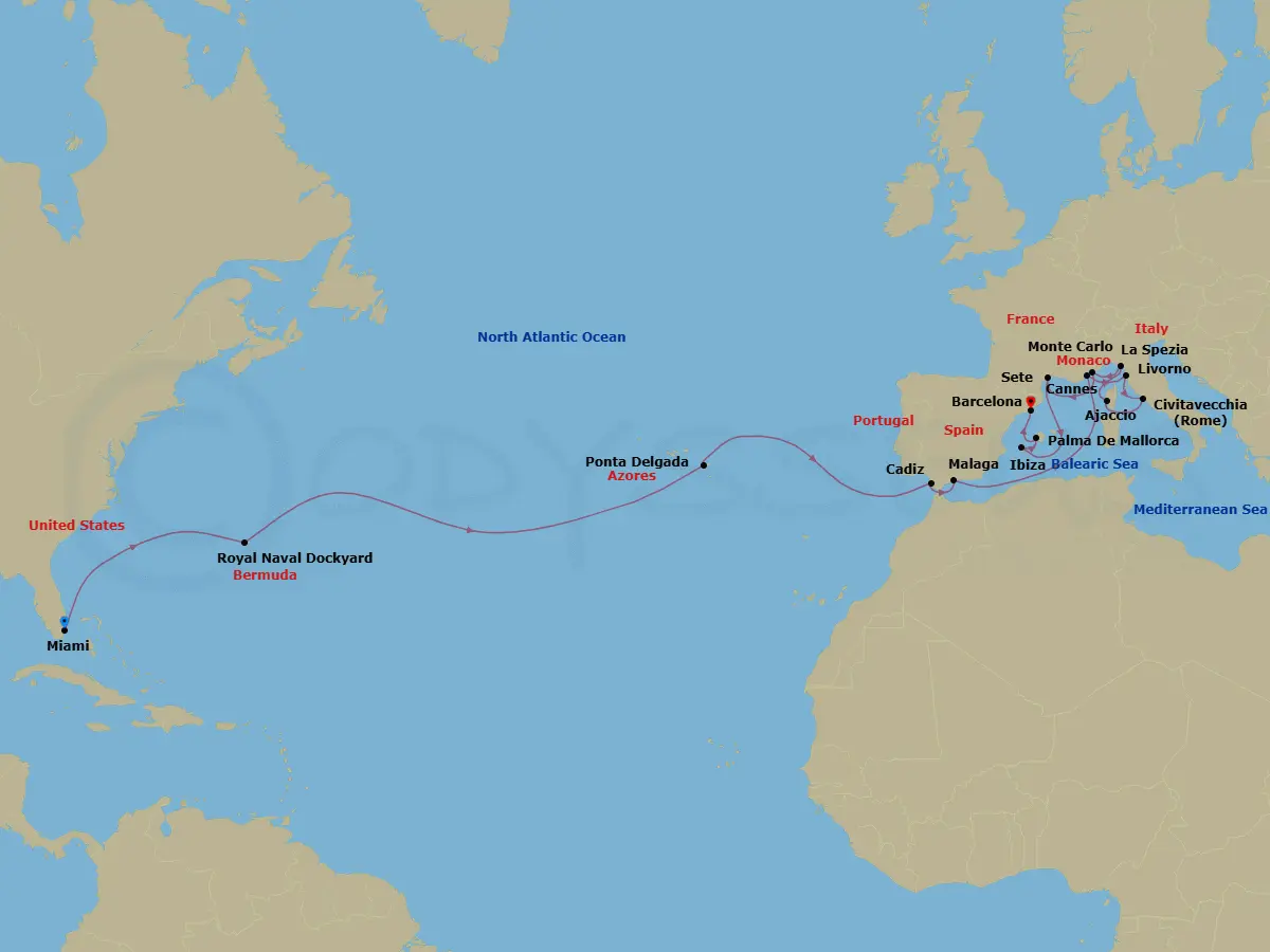 Itinerary schematic diagram