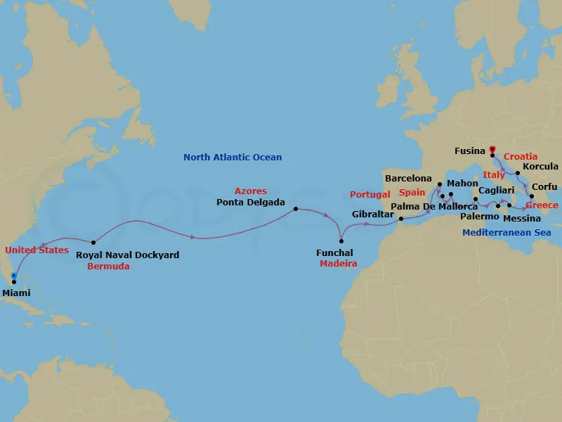 Itinerary schematic diagram