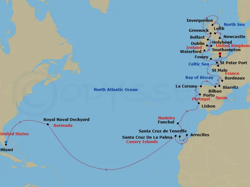 Itinerary schematic diagram