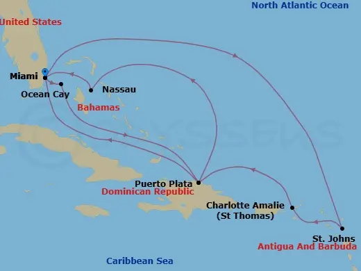 Itinerary schematic diagram