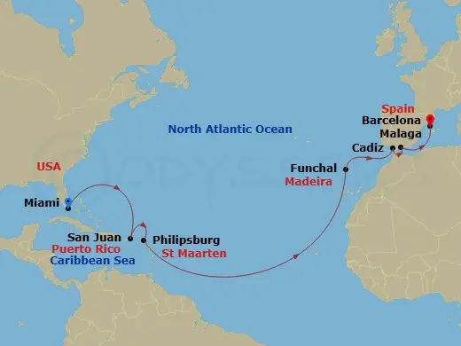 Itinerary schematic diagram