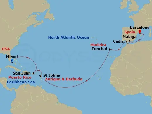 Itinerary schematic diagram