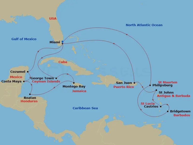 Itinerary schematic diagram