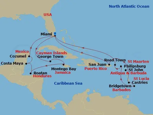 Itinerary schematic diagram