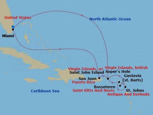 Itinerary schematic diagram