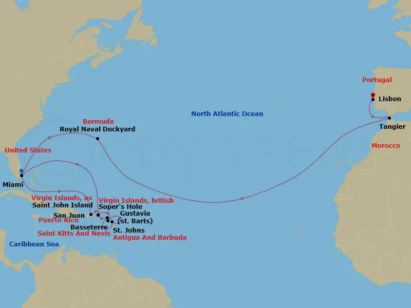Itinerary schematic diagram