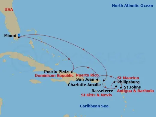 Itinerary schematic diagram